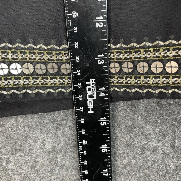 Madewell Embellished Embroidered Mini Skirt Sequin Detailing Black Gold Sz 00 EU - Picture 6 of 7